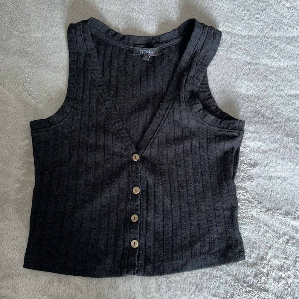 Black Button Up Tank Top